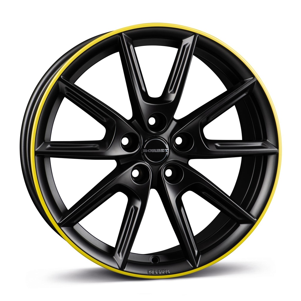 BORBET LX18 BLACK MATT RIM YELLOW 8x18 5/112 ET44 CB57.1