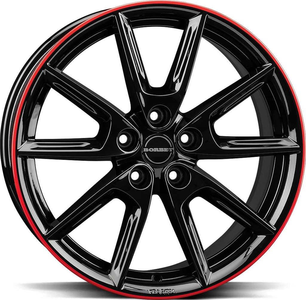 BORBET LX19 BLACK GLOSS RIM RED 8x19 5/112 ET50 CB66.5